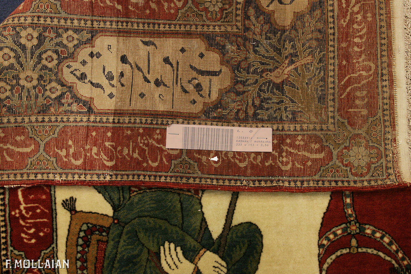Tappeto Figurativo Persiano Antico Kashan Mohtasham n°:13588914